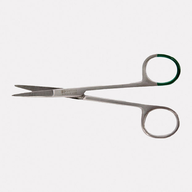 Scissor Iris Straight SharpSharp 11.5cm Green Handle Sterile
